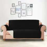 Cushion Cover Sofa Cover Couch Slipcovers Furniture Protector Slipcover -Black / 2 Seats
