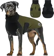 Dog Jacket Winter Coat, Warm Dog Clothes Windproof Water Resistant, Thermal Cold Weather Coat with Harness Hole for Small, Medium, Large Dogs, Army Green XXL