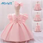 MQATZ 免費頭帶幼兒第一個 1 歲生日禮服女嬰衣服洗禮蝴蝶結公主禮服短袖女孩禮服派對禮服 0-2 歲 AL110XZ