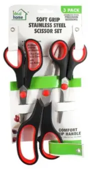 Soft Grip Stainless Steel Scissors 3 Pack