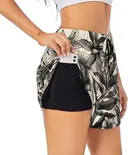 [GaxfjRu] Floral Herbs Botanical Pattern Print Women's Running Shorts High Waisted Running Shorts Pocket Sporty Gym Elastic Short