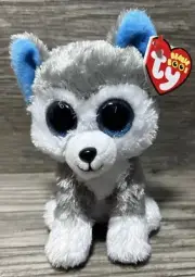 Ty Beanie Boos Slush Husky Dog Blue Glitter Eyes Weighted Plush Soft Toy 2023