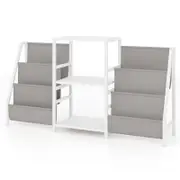 Costway Record Player Stand w/6 Storage Pockets Side Table White