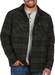 Coleman Sherpa Lined Yukon Flannel Shirt Jacket Size Large Olive Green