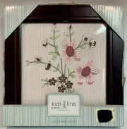 New Kids Line Tiger Lily Pink Flowers Butterflies 3 Pc Wood Framed Wall Art Set