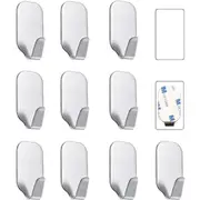 10 Pack Self Adhesive Hooks, Wall Hooks for Hanging Extra Strong Adhesive Hooks Heavy Duty Suction Hooks Stick, Small Sticky Waterproof Hangers for Hanging