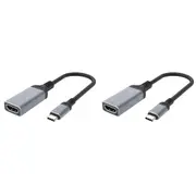2x Cruxtec CTH8K-SG USB-C to HDMI Cable Adapter 8K/DSC/HDR Space Grey 15cm