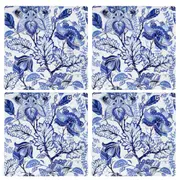 4pc LVD Ceramic Coasters Hamptons Mat/Pad Home/Kitchen Decor 9.5cm Sqr Blue