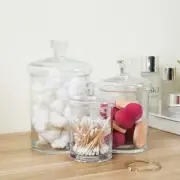 Set of 3 Clear Glass Cylinder Decorative Storage Apothecary Jars with Lids