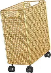 ａ aternee Yoga Mat Storage Basket Utility Cart with Wheels Space Saver Accessories Laundry Hamper Basket for Outdoor Dorm Yoga Strap, Gold
