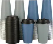 100 Pack 16 Oz Paper Coffee Cups, Disposable Coffee Cups with Lids, Drinking Cup