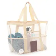 Mesh Beach Bag with Multiple Pockets, Bathroom Bag, Toy Storage Bag, Large Capac