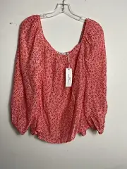NWT Vineyard Vines Rayon/Silk Blend Petals Print Square Neck Top Passion Fruit L