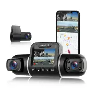 Rexing V2 PRO AI Dash Cam, 3-Channel Front/Cabin/Rear 1080p Recording with Wi-Fi