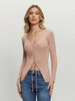 GUESS Women's Beige Selene Lace Up Cardigan Size: XL, Viscose Rayon