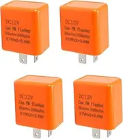 HiSport 12V 2 PIN Adjustable Electronic Flasher Relay Compatible with Honda Grom 125, Kawasaki ZX6R, 250R, Ninja 300, Z300，Fix for LED Turn Signal Light Bulbs Orange 4PCS