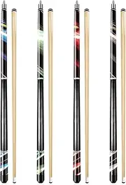 Wakefa Pool Cue Stick, Billiard Cue Sticks, Pool Cues 58 Inch Maple Wood Pool Sticks Set of 4 Include 18OZ 19OZ 20OZ 21OZ and 2 Chalk, Pool Table Sticks