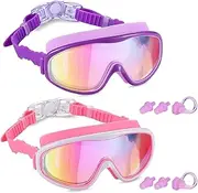 2 Pack Kids Swim Goggles, Swimming Glasses for Children from 3 to 15 Years Old