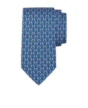 parrot-print silk tie One size Blue