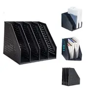 Collapsible Magazine File Holder with 4 Compartment, Desktop Binder Rack,