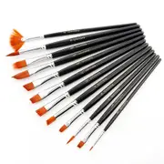 12Pcs Nylon Watercolor Paint Brushes Set Different Headed Multifunction Short Rod Oil Acrylic Painting Brush Pen Art Supplies