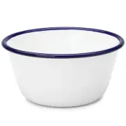 NEW Falcon Enamel Pudding Basin White & Blue 16cm