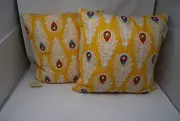 NEW Essential Living Feather & Down URBAN PEACOCK Feather Pillows Yellow x2