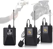 D Debra Audio cm Series UHF Wireless Lavalier Microphone with 30 Selectable Channels for DSLR Camera Phone Interview Live Recording, Wireless Lapel Microphone (CM-02 Dual Mics)