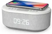 Dawn: Bedside Radio Alarm Clock with USB Charger, Bluetooth Speaker, QI Wireless Charging, Dual Alarm & Dimmable LED Display