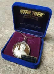 1986 Star Trek SPOCK 1/4 Oz Solid Silver Gold Plated Medallion in Display Box