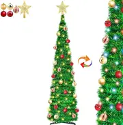 5 Ft Lighted Tinsel Pop up Christmas Tree 50 Warm White & Multicolor Changing Li