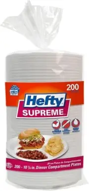 Hefty Supreme 3-Compartment Foam Plates 10 1/4" - 200 ct - 2PK - 400 total