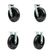 8 Inch Phenolic Caster Set with Roller Bearings 2 Swivel 2 Rigid Service Caster