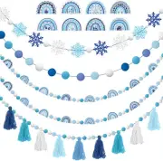 Sumind 5 Pcs Winter Christmas Garland Decorations Candy Snowflake Tassel Garland