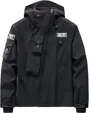 [GOLYOY] Bomber Jacket Men Lightweight Techwear Windbreaker Multi-Pocket Zip Up Streetwear Tactical Jacket For Men