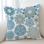 Teal Blue and Turquoise Mandalas Cushion Cover