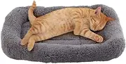 Enjoying Plush Cat Bed Mat 10" x 15" Pet Cushion with Pillow Around for Puppy Curling Sleep Cat Pad for Cat Carrier/Crate Dog Self-Warm Bed, Antiskid Bottom, Small