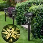 Solar Pathway Lights 8 Pack, Outdoor Bright Warm White Metal Solar Landscape Lig
