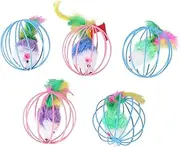 GANAZONO 5Pcs Cage Mouse Ball Cat Plaything Interactive Pet for Cats Durable Plush and Design Stimulates Natural Hunting Instincts for Indoor Fun