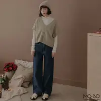 在飛比找momo購物網優惠-【MO-BO】純棉撞色設計質感丹寧褲(褲子)