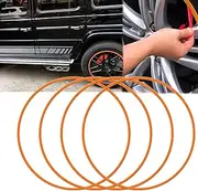 Wheel Rim Protector(Set of 4), 15-22 Inch Car Rim Guard, Universal Rim Guard Trim Rings, Curb Rash Prevention, Self Adhesive, Easy Installation, Car Wheel Rim Protectors Guard,15in,Orange