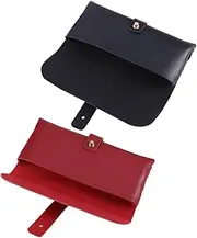 [BESTYASH] 2pcs PVC Leather Glasses Case Soft Sunglasses Pouch with Easy Open Feature Handmade Eyewear Holder Scratch Resistant Bag for Eyeglasses and Sunglasses Fashionable Accessory