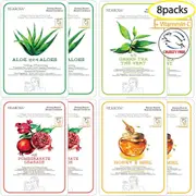 MEAROSA 8 Pack Facial Sheet Mask Korean SkinCare premium Quality Vitamin C Collagen Essence Sensitive skin