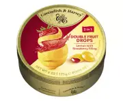 Cavendish and Harvey Double Fruit Lemon Drops Filled With Strawberry 175gm Tin