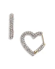 Baublebar Velma Pave Heart Hoop Earrings in Gold Tone OS