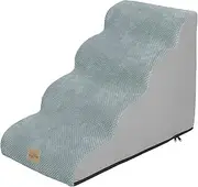 BingoPaw Dog Ramp Step Stairs: 4 Steps Pet Stairs for High Beds and Sofa, High-Density Sponge Foam Dog Steps with Removable Washable Cover