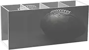 American Football White Black Acrylic Pen Holder 4 Compartments Acrylic Pencil Pen Holder Cup Hair Brush Holder Personalized Pattern Acrylic Utensil Holder