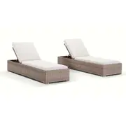 Breeze Outdoor Wicker Sun Lounge Set with Side Table in Half Round Wicker - Outdoor Sun Lounges