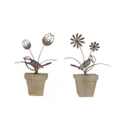 2x Willow & Silk Rustic 23cm/21.5cm Birds/Flowers Figurine/Ornaments/Home Decor