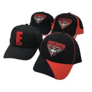 AFL 4 Pack Essendon Bomber Black Red Logo Football Adult Supporter Caps OSFM